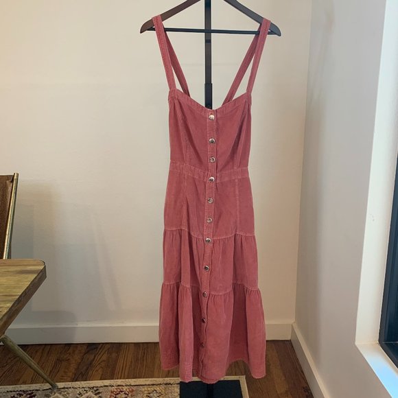 Anthropologie Pilcro Tiered Corduroy Midi Dress, Sz 12 - Picture 3 of 12